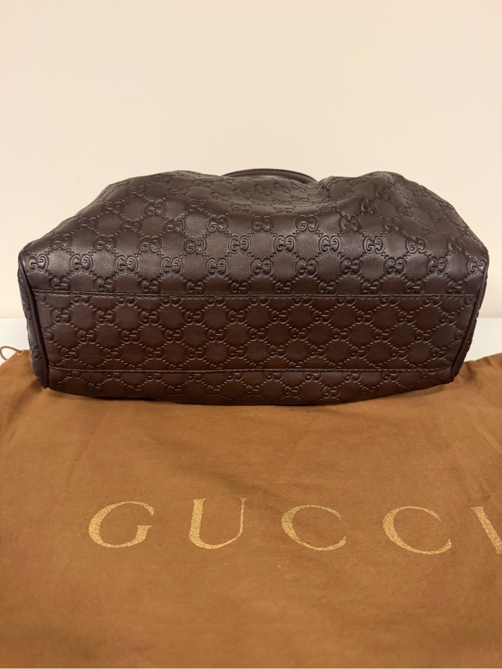 Gucci Brown GG Embossed Leather Shoulder Bag - Picture 7 of 16